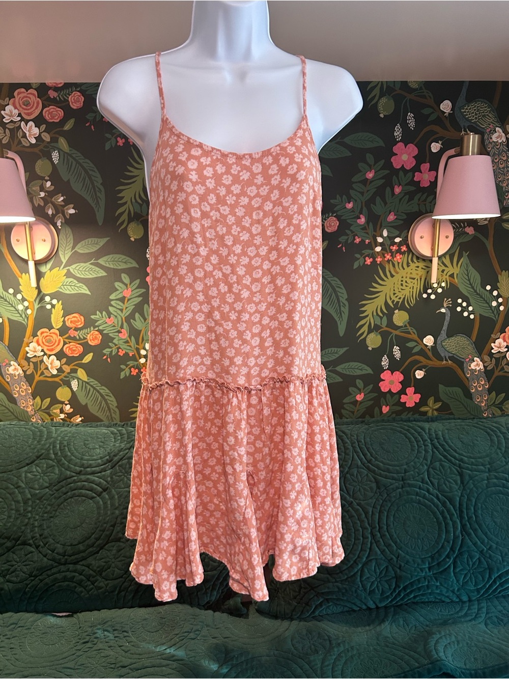 wild fable Peach Floral Spaghetti-Strap Slip Dress